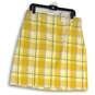 NWT Womens Yellow Plaid Flat Front Back Zip Short Mini Skirt Size 12 image number 1