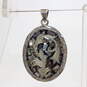 Artisan Signed Sterling Silver Pendant with Abalone Shell Fragments image number 2