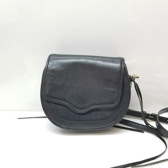 Rebecca Minkoff Black Leather Mini Crossbody Saddle Bag image number 1