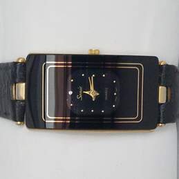 Sonic Black & Gold Tone Geometric Curved Case Vintage Quartz Watch