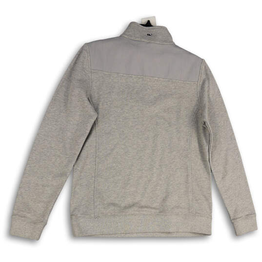 NWT Womens Gray Heather 1/4 Zip Mock Neck Pullover Sweatshirt Size Medium image number 2