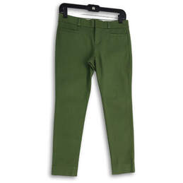 Womens Green Flat Front Welt Pocket Skinny Leg Ankle Pants Size 0P