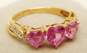 10K Yellow Gold Pink Sapphire Triple Heart Ring 2.1g image number 3