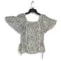 Lucky Brand Womens Gray White Floral Square Neck Short Sleeve Blouse Top Size S image number 2