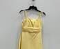 Womens Yellow Ruched Sleeveless Square Neck Zip Bridesmaid Maxi Dress Sz 16 image number 3