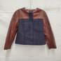 Theory WM's Blue Tweed & Brown Leather Cropped Jacket Size 6 image number 1
