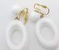Vintage Crown Trifari White & Gold Tone Clip-On Drop Earrings 5.7gs 5.7g image number 4