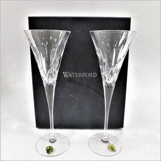 Pair Of Waterford Crystal Lismore Pops Toasting Flutes IOB image number 2