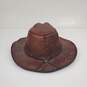 Hand-made Leather Akubra Style Hat w/ Folk Art Embossing image number 3