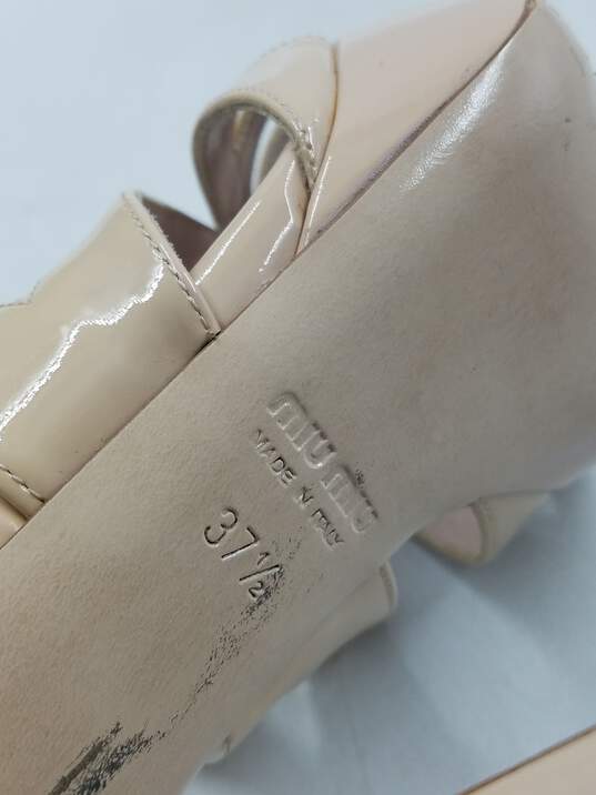 Authentic Miu Miu Beige Patent Platform Sandal W 7.5 image number 7