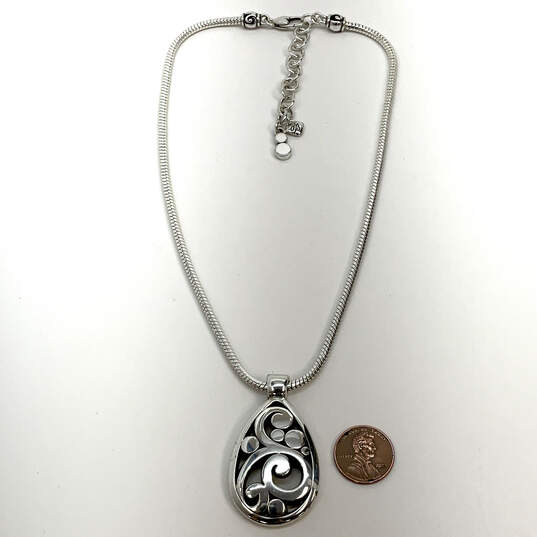 Designer Brighton Silver-Tone London Groove Scroll Pendant Necklace image number 3