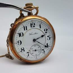 Hamilton 21 Jewels Double Roller 2 Inch Gold Filled Pocket Watch 108g