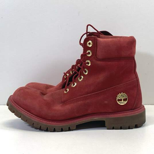Timberland Suede Waterproof Combat Boots Red 8 image number 3