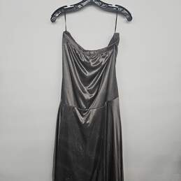 Silver Satin Glitter Tube Top Dress alternative image