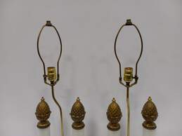 Vintage Pair Of Gilded Milk Glass Pillar Lamps alternative image