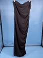 Womens Black Gathered Side Zipper Strapless Maxi Dress Size L T-0528239-O image number 4