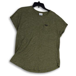 Womens Green Heather Round Neck Short Sleeve Pullover T-Shirt Size X-Large