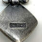 Designer Givenchy Silver-Tone Faceted Teal Stone Square Drop Earrings image number 1