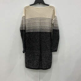 Womens Beige Black Striped Knitted Round Neck Pullover Sweater Dress Size M alternative image