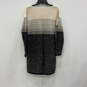 Womens Beige Black Striped Knitted Round Neck Pullover Sweater Dress Size M image number 2