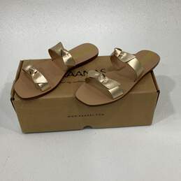 NIB Kaanas Womens Gold Open Toe Double Strap Slip On Slide Sandals Size 5 M