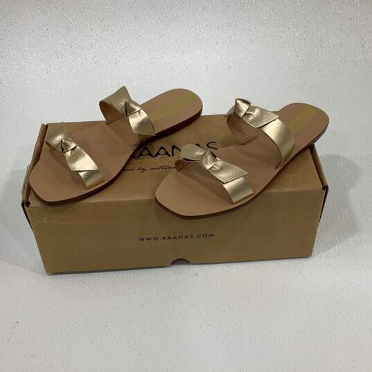 NIB Kaanas Womens Gold Open Toe Double Strap Slip On Slide Sandals Size 5 M image number 1
