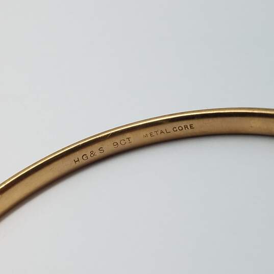 HG&S Solid 375 Gold Tone Bangle Bracelet 13.2g image number 4