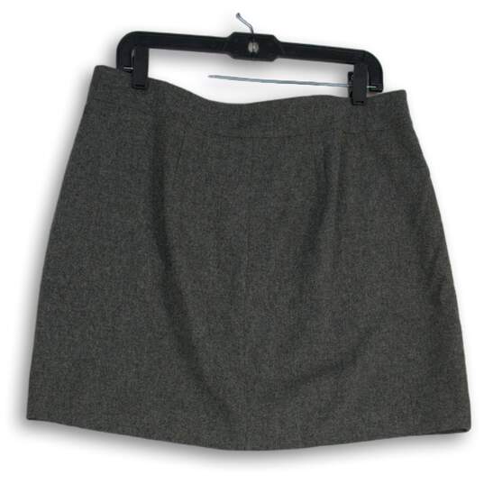 Womens Gray 2 Welt Pocket Zipper Front Short A-Line Skirt Size 12 image number 2