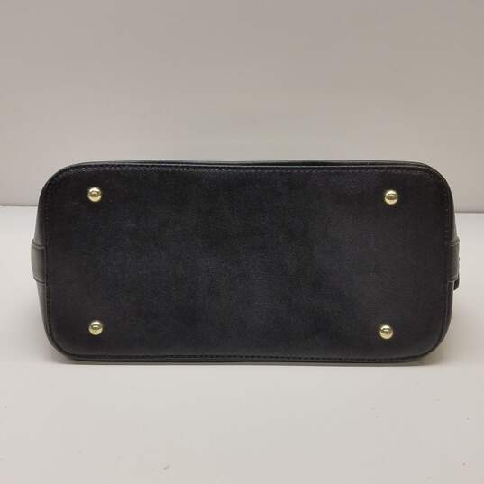 Anne Klein Black Faux Leather Domed Zip Shoulder Satchel Bag image number 4