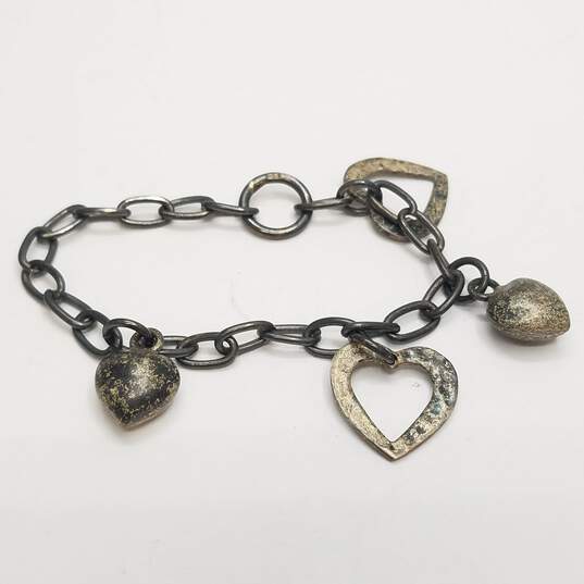 Sterling Silver Scroll Heart Pendant Necklace & 5" Bracelet Bundle 3pcs. 20.0g image number 4