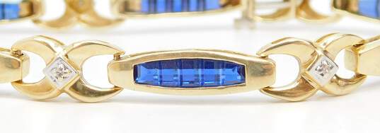 Elegant 10K Yellow Gold Sapphire & Diamond Accent Bracelet 9.1g image number 2