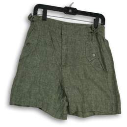Athleta Womens Green Flap Pocket Elastic Adjustable Waist Hot Pant Shorts Size 6