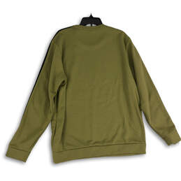 Mens Green Striped Crew Neck Long Sleeve Pullover Sweatshirt Size XL alternative image