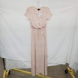 Kaari Blue Pink Stripe Front Tie Maxi Dress WM Size XS NWT