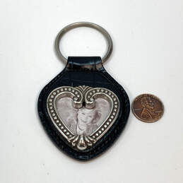 Designer Brighton Silver-Tone One World Black Leather Heart Keychain alternative image