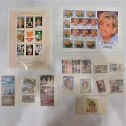 2 Princess Diana Memorial Stamp Sheetlet - Cambodia  and  Nevis Uncut Sheets W/ Extras