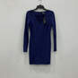 NWT Womens Blue Long Sleeve V-Neck Back Zip Bodycon Dress Size S/P image number 1