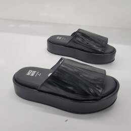 MOMA Women's 'Donna' Black Leather Platform Slide Sandals Size 37.5 EU/7 US alternative image