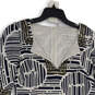 NWT Womens Black White Geometric Short Sleeve Back Zip Shift Dress Size 8 image number 3