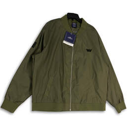 NWT Mens Green Long Sleeve Pockets Full Zip Bomber Jacket Size XXL