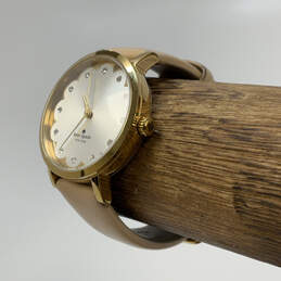 Designer Kate Spade Metro 0586 Gold-Tone Beige Leather Strap Quartz Watch