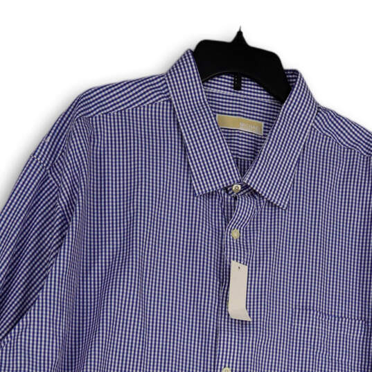 NWT Mens Blue Gingham Long Sleeve Pockets Button-Up Shirt Size 20/34-35 Big image number 3
