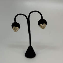 Designer Swarovski Gold-Tone Rhinestone Heart Shape Stud Earrings