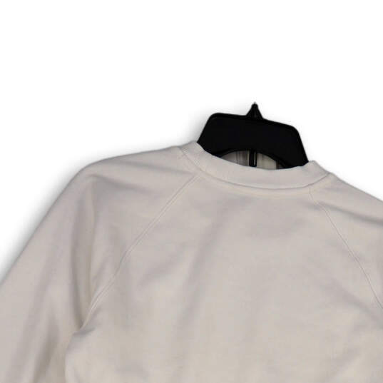 Womens White Long Sleeve Pocket Crew Neck Pullover Sweatshirt Size Small image number 4