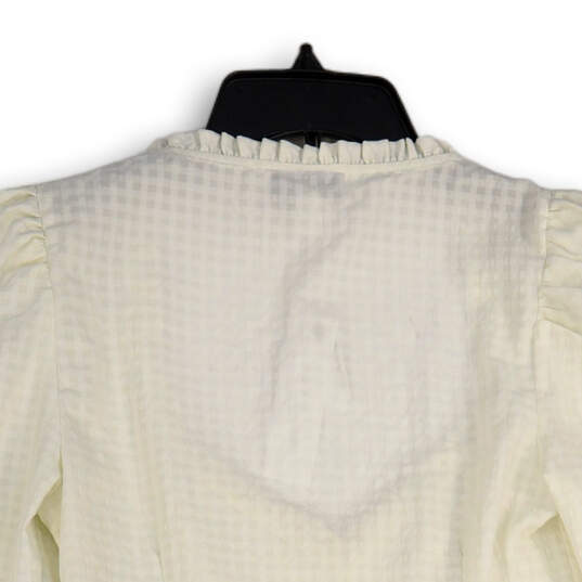 NWT Womens White Long Sleeve Ruffle Neck Pullover Cropped Blouse Top Size 6 image number 4