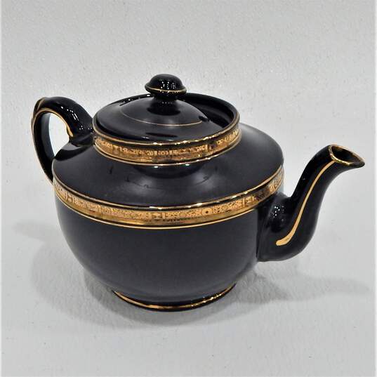 VNTG Black Gold Teapot Sabin Creamer Sugar Crest-O-Gold image number 4