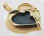 Fancy 10k Yellow Gold Onyx Leaf Etched Heart Pendant 2.4g image number 5