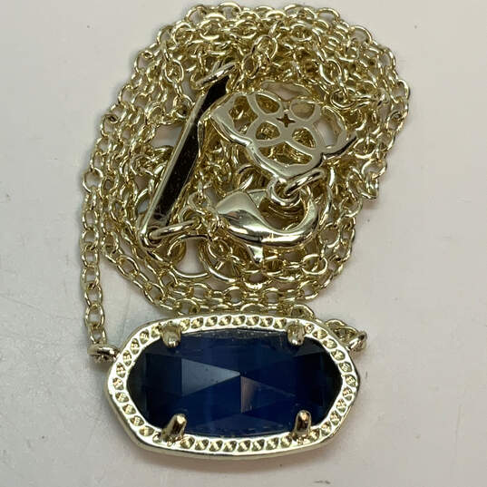 Designer Kendra Scott Gold-Tone Blue Stone Lobster Clasp Pendant Necklace image number 2