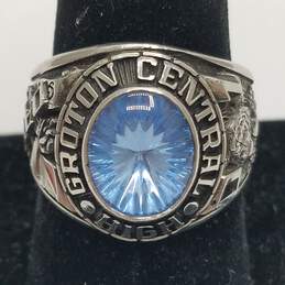 Keystone Val Sterling Silver Blue Gemstone Groton Central High Sz 10.5 Ring 17.5g