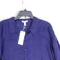NWT Womens Blue Spread Collar Long Sleeve Button-Up Shirt Size L image number 3